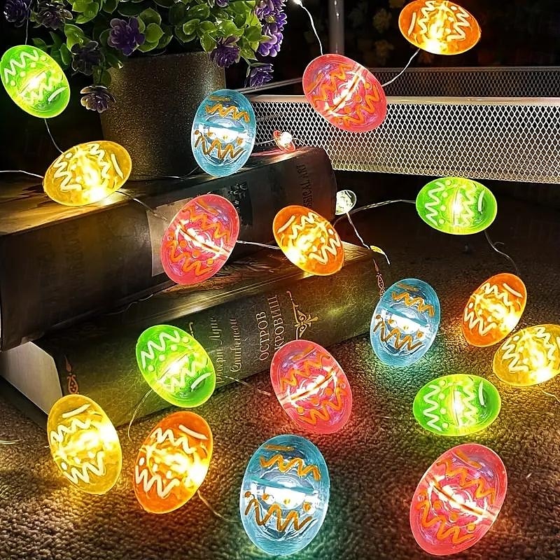 påskägg ljusslinga 2m 20leds fairy string lights sovrum vardagsrum fest bröllop gård hem semester fest tillbehör påsk fest dekoration 2025 - $11.99 –P1