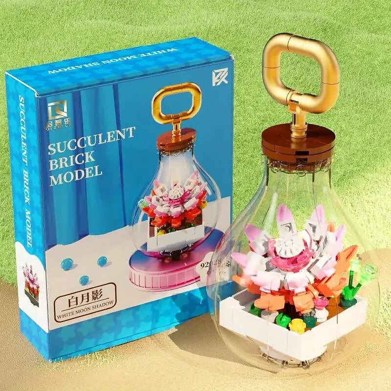 kvinnodagen presenter glödlampa suckulent blomma växt byggstenar suckulent krukväxt byggstenar skrivbordsdekoration present kvinnodag mors dag presenter till flickor mors dag presenter till mamma 2025 - $59.99 –P2