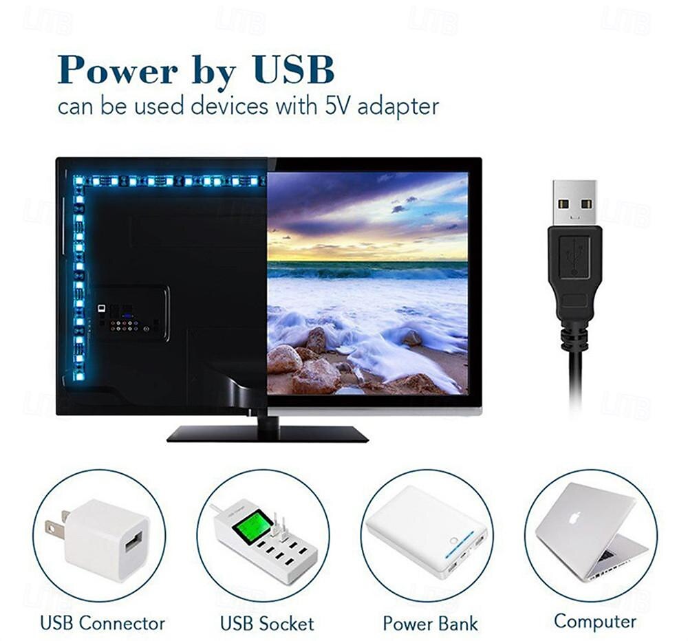 waterdichte led strip licht tv usb licht 1/2/3/5meter met bluetooth app zwembad lichtstrip 3k controle 5v string led band smd5050 led lint 2025 - $8.49 –P6