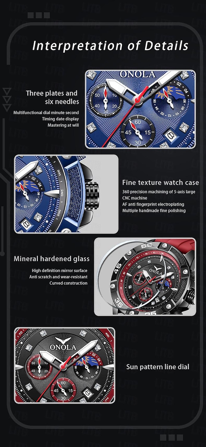 ONOLA Men Quartz Watch Sports Fashion Casual Wristwatch Luminous Calendar Waterproof Decoration Silicone Watch 2025 - $38.99 –P3