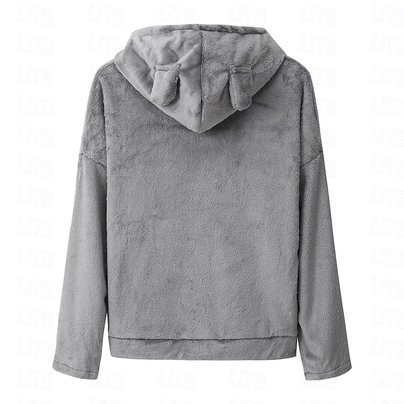 tuta da casa da donna set 2 pezzi animale gatto caldo peluche comfort casa strada quotidiano pile felpa con cappuccio manica lunga felpa con cappuccio pantaloncini elastico in vita fa casa abiti del 2025 a $25.99 –P5