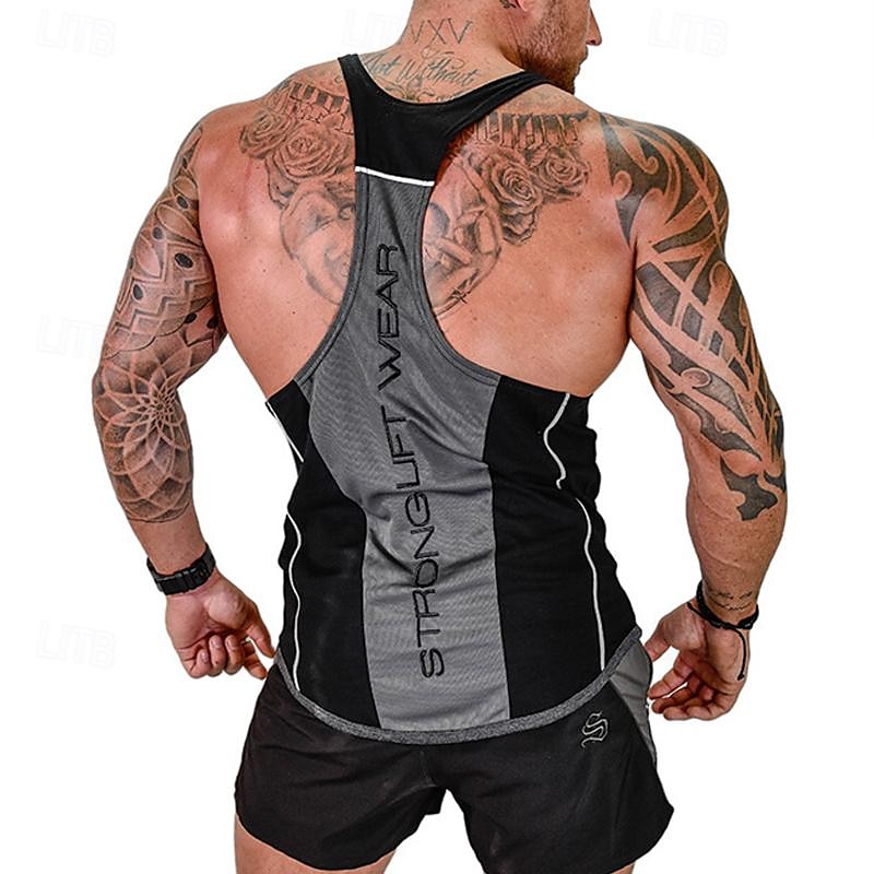 Herren Tank Top Weste Unterhemd Ärmelloses Shirt Ärmellos U-Ausschnitt Sommer Farbblock Mode Designer Basic Urlaub Straße Ausgehen Schwarz Weiß Rot Top T-Shirt für Herren 2025 - $18.49 –P7