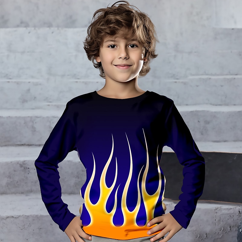 Garçon 3D Feu Tee-shirts Chemise manche longue 3D effet Printemps Automne Sportif Mode Vêtement de rue Polyester Enfants 3-12 ans Col Ras du Cou Extérieur Casual du quotidien Standard de 2025 ? $13.99 –P6