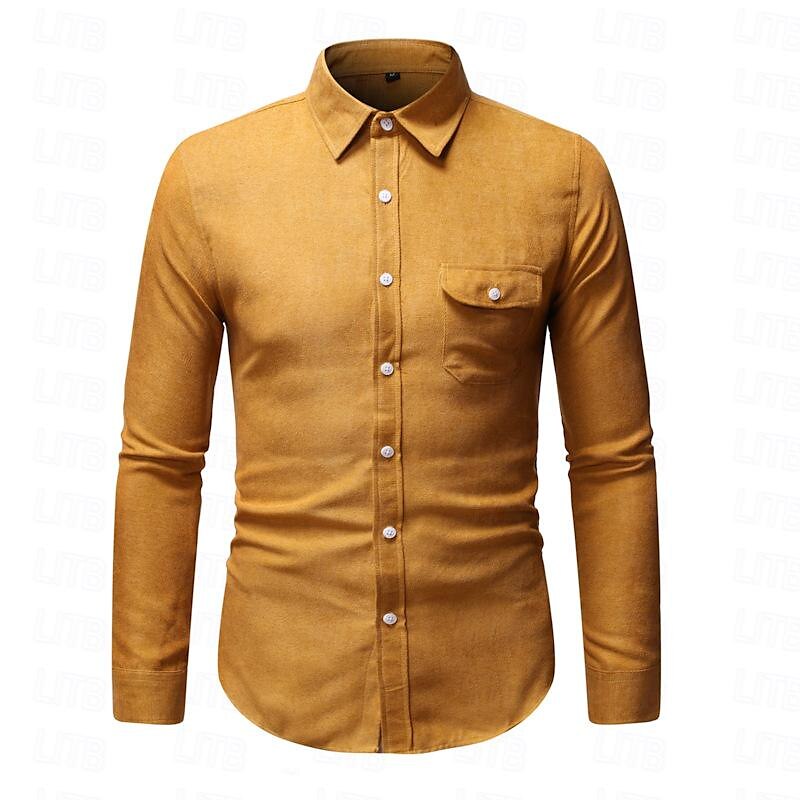 Per uomo Camicia Camicie Camicia con bottoni Liscio Matrimonio Giornaliero Nero Bianco Giallo Vino Manica lunga Collo ripiegabile Primavera & Autunno Abbigliamento Tasche del 2025 a $32.99 –P8