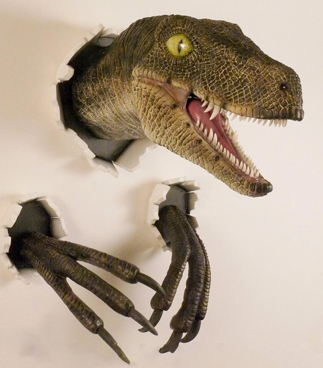 Parede da estátua do velociraptor, escultura da cabeça do dinossauro da montagem na parede, decoração do busto do dinossauro de 2026 por $40.99 –P4