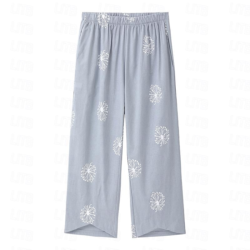 Women's Normal Cotton Linen Pants Chinos Slacks Basic Casual / Sporty Ankle-Length Mid Waist Graphic Prints Dandelion Pocket Baggy Print Comfort Inelastic Daily Weekend Gray Green Black Red Blue 2025 - $19.99 –P1