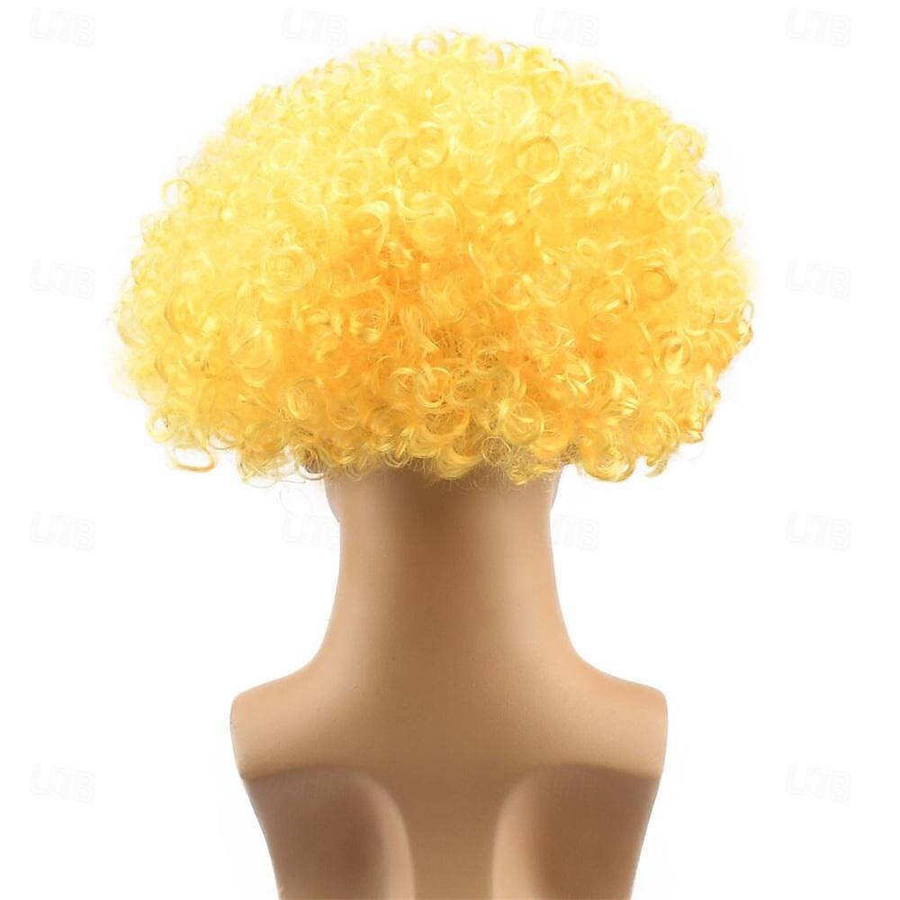 باروكات أفريقية قصيرة منفوشة - شعر مستعار ديسكو هيبي مجعد للنساء والرجال لأزياء تنكرية لحفلات الهالوين، شعر مستعار لعيد القديس باتريك 2025 - $21.99 –P7