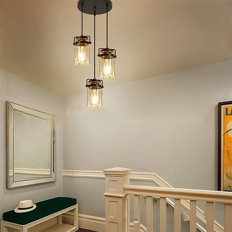 Pendant Lighting for Kitchen Island, 1/3/5-Light Dining Room Light Fixtures Hanging Linear Chandeliers, Farmhouse Chandeliers for Dining Room Pendant Light Fixtures Matte Black Finish with Glass Shades 2025 - $439.99 –P6