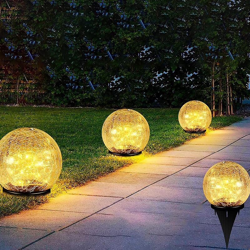 solární lední hokej pohřbená lampa trávník vložená lampa venkovní nádvoří zahrada krok atmosféra dekorace led crack lampa 2025 - $24.99 –P2