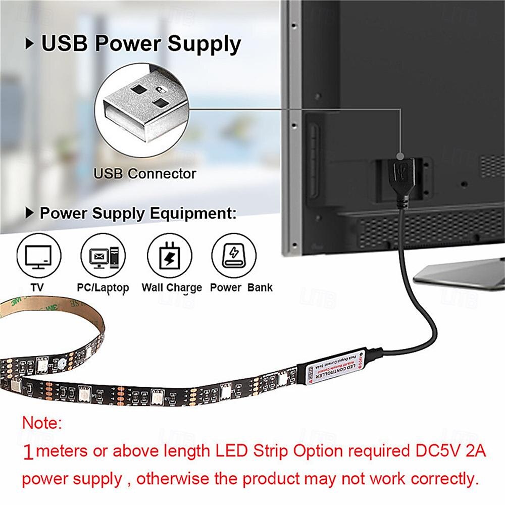 waterdichte led strip licht tv usb licht 1/2/3/5meter met bluetooth app zwembad lichtstrip 3k controle 5v string led band smd5050 led lint 2025 - $8.49 –P1