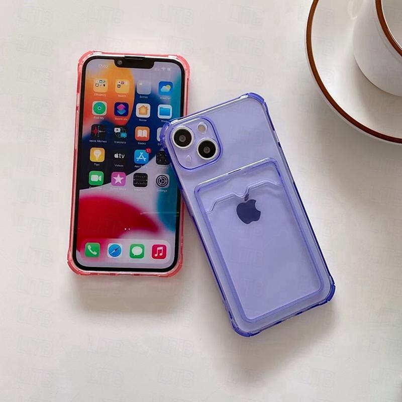 telefoon hoesje Voor iPhone 15 Pro Max Plus iPhone 14 13 12 11 Pro Max Mini SE X XR XS Max 8 7 Plus Achterkant Kristalhelder Slanke behuizing Transparant Ultra dun Kaartsleuf Kleurgradatie TPU 2025 - $10.99 –P11