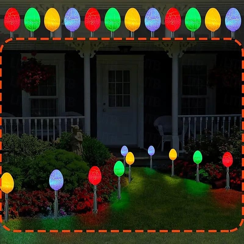 Solar Easter Egg String Lights With Stakes Easter Colorful Lights Decor 5m 20LED Easter Egg Lights 8 Modes Outdoor Lights Waterproof For Walkway Garden Yard Lawn Decoration 2025 - $70.99 –P2