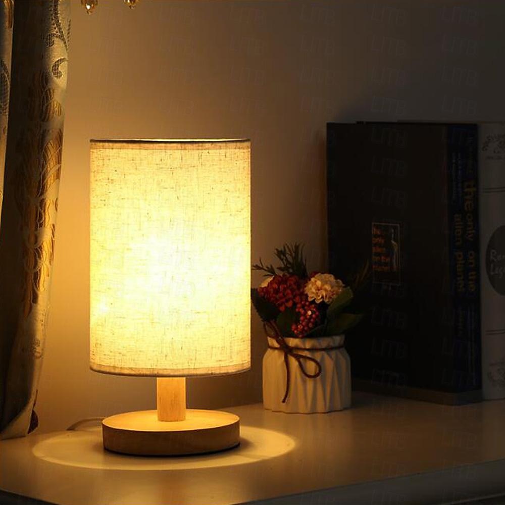 stolní lampa noční noční stolek lampa jednoduchá stolní lampa látková dřevěná stolní lampa do ložnice obývací pokoj pracovna 2025 - $19.99 –P4