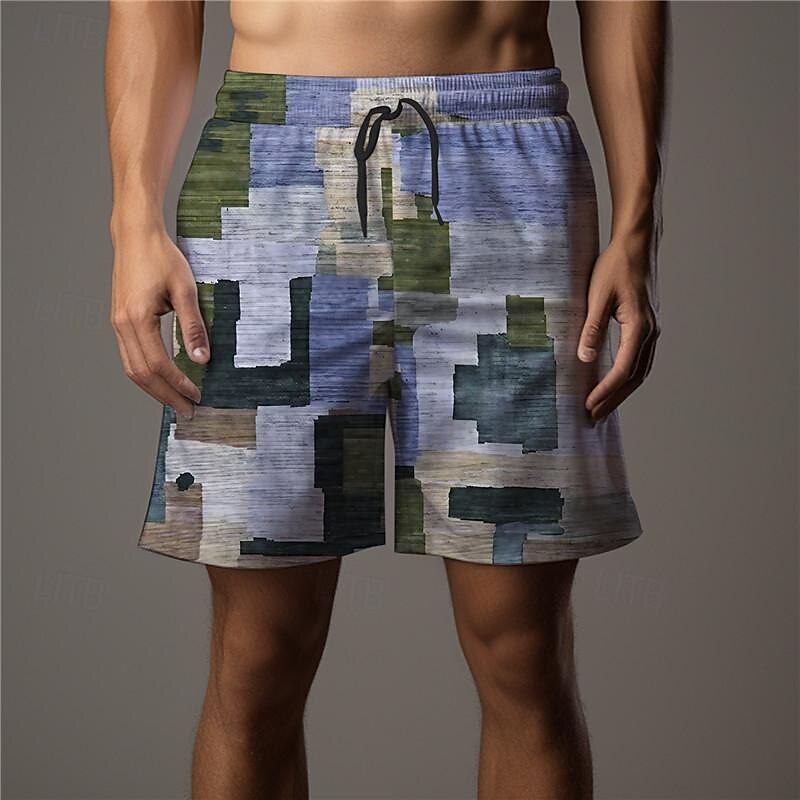 Men's Plaid Color Block Patchwork Swim Shorts Board Shorts Swimming Trunks Mid Waist Vacation Hawaiian Holiday Vacation Holiday Beach Drawstring with Mesh lining Elastic Waist Designer Clothing 2025 - $17.99 –P14