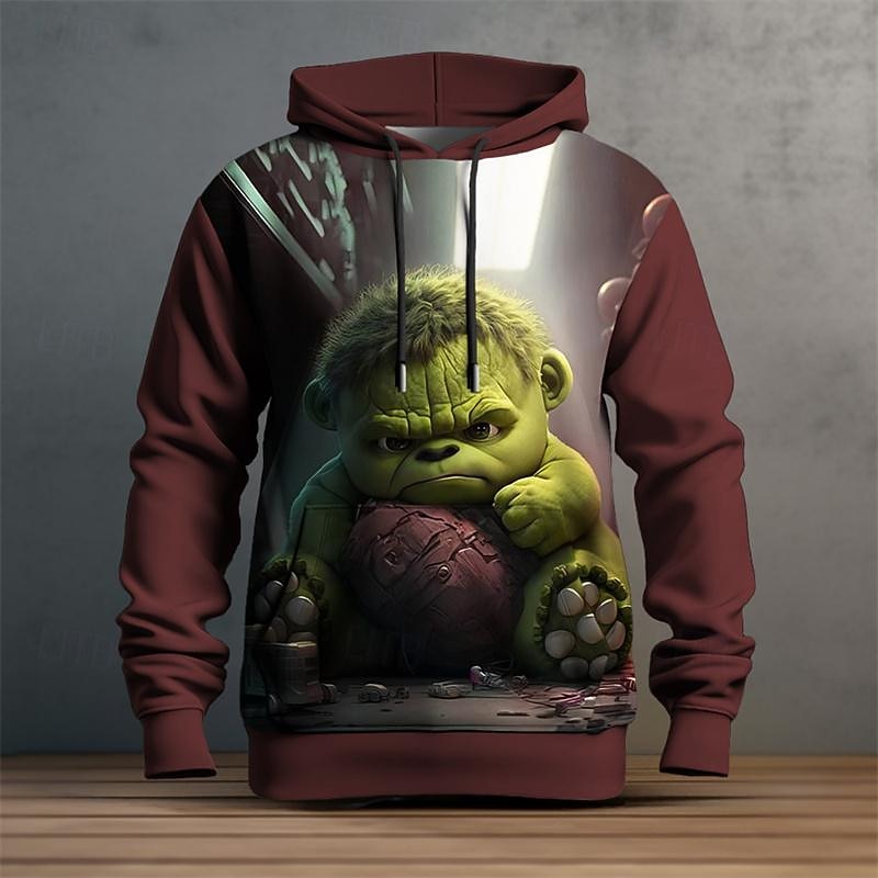 Męskie Graficzny Kreskówki Bluza z Kapturem Z kapturem Bluzy Moda Codzienny Styl uliczny Długi rękaw Kaptur Urlop Sporty na świeżym powietrzu Święto Streetwear Czerwony Niebieski Fioletowy Zielony 2026 - $32.99 –P9