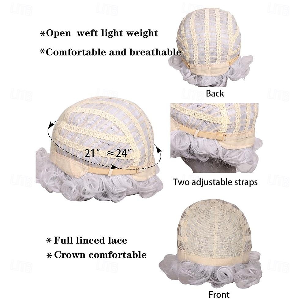 ColorGround Old Lady Granny Silver White Curly Wig 100 Days of School 2026 - $26.99 –P5