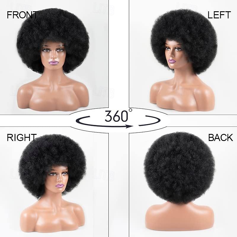 Afro Wig 70s Afro Wig for Black Women Afro Kinky Curly Hair Wigs With Bangs Soft Natural Looking Short Afro Curly Wig Bouncy For Daily Party Use Halloween Wigs 2026 - $18.49 –P6