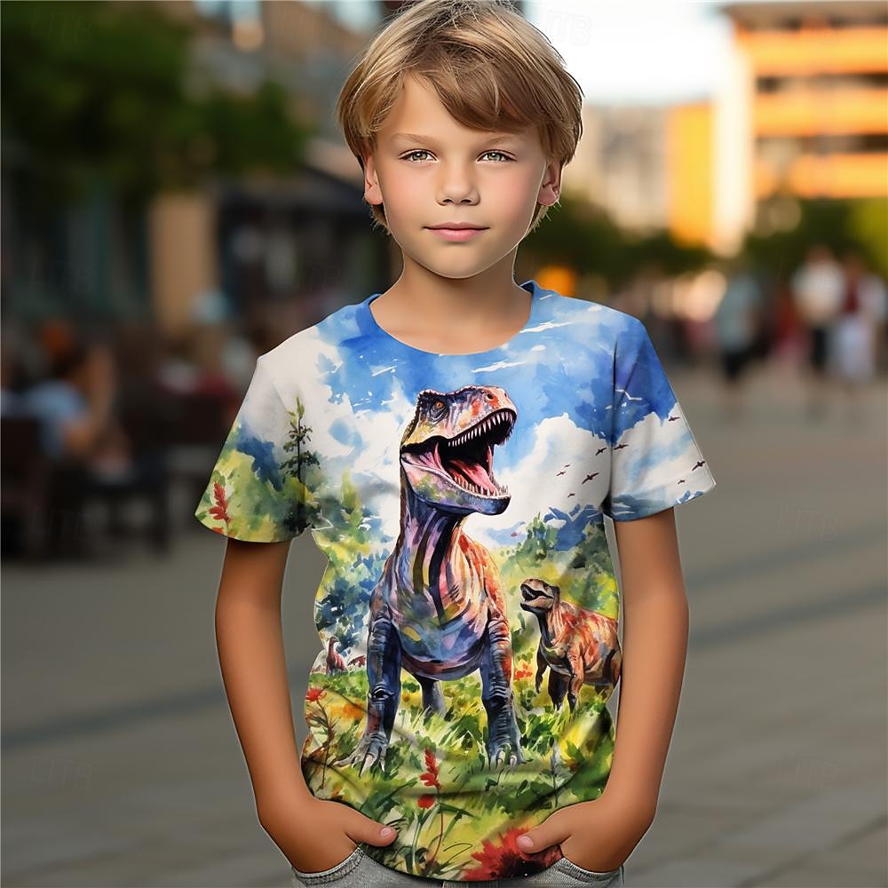 Boys 3D Dinosaur Tee Shirts Short Sleeve 3D Print Summer Active Sports Fashion Polyester Kids 3-12 Years Crew Neck Outdoor Casual Daily Regular Fit 2026 - $11.99 –P4