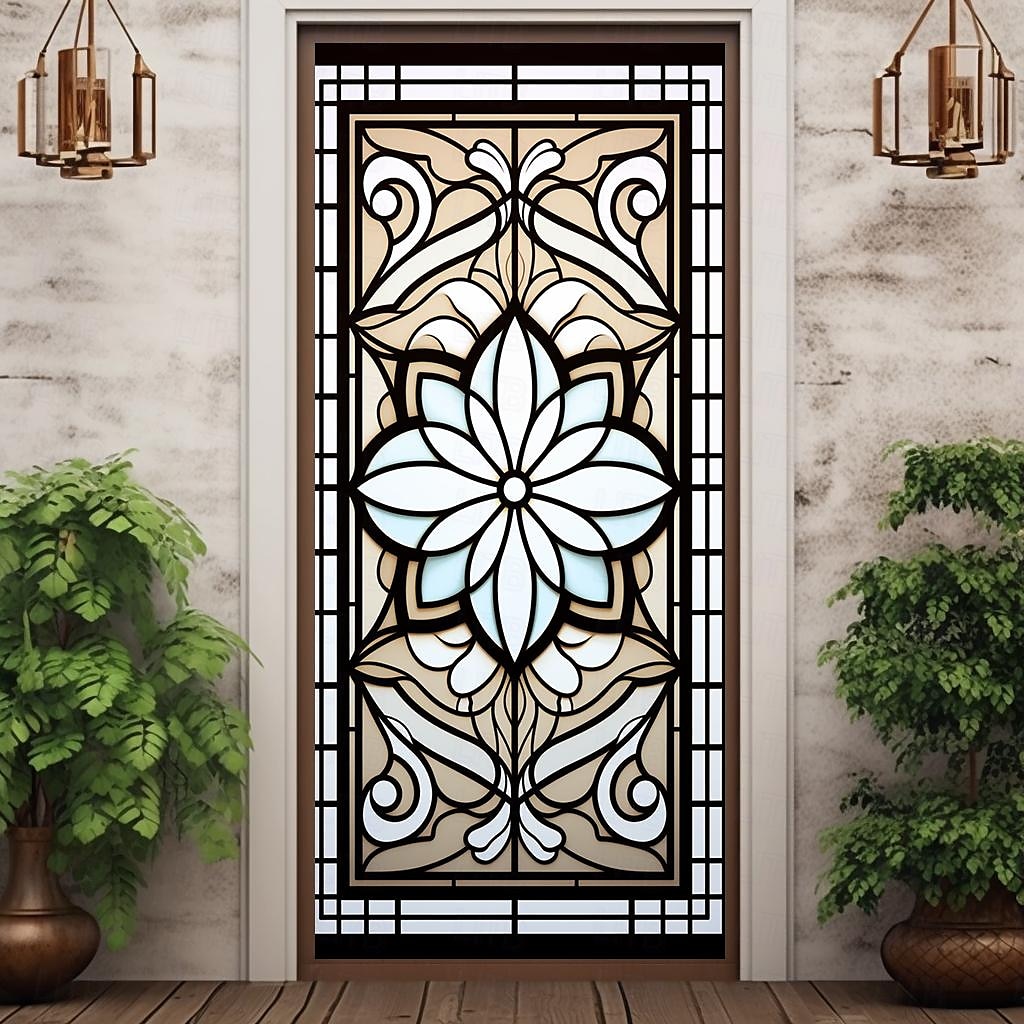 витражи цветочные дверные покрытия фреска декор дверной гобелен дверной занавес украшение фон дверной баннер съемный для входной двери в помещении и на открытом воздухе украшение для дома и комнаты 2026 - $23.99 –P14