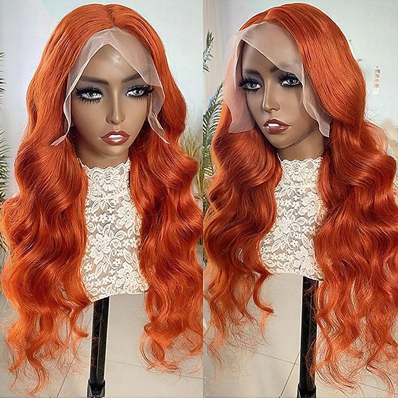 Peruca de cabelo humano com renda frontal 13x4, cor ruiva, onda corporal, renda 12-28 polegadas, densidade 150% de 2025 por $202.89 –P1