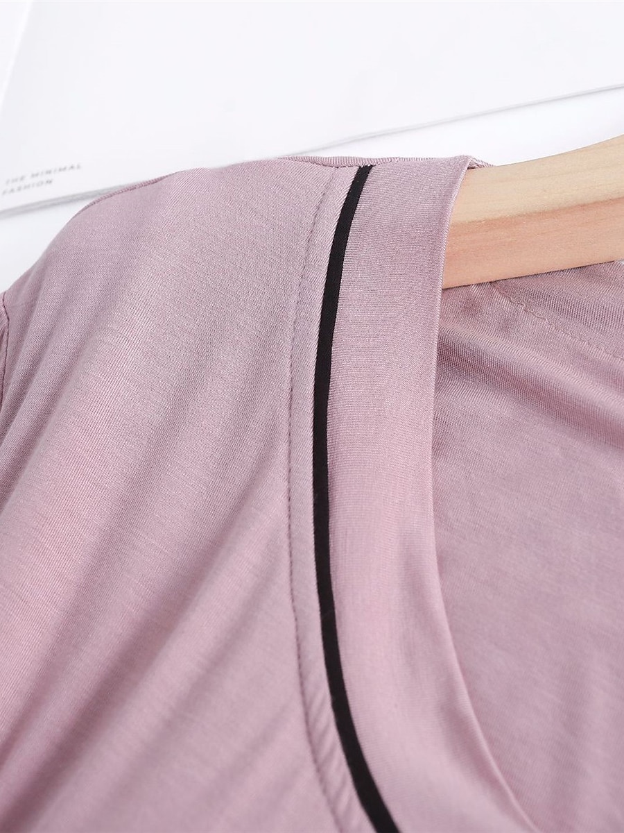 Women's Pajamas Sets Pure Color Fashion Simple Comfort Home Daily Bed Modal Breathable V Wire Short Sleeve T shirt Tee Pant Chest pads Summer Home Outfits 2025 - $29.99 –P20