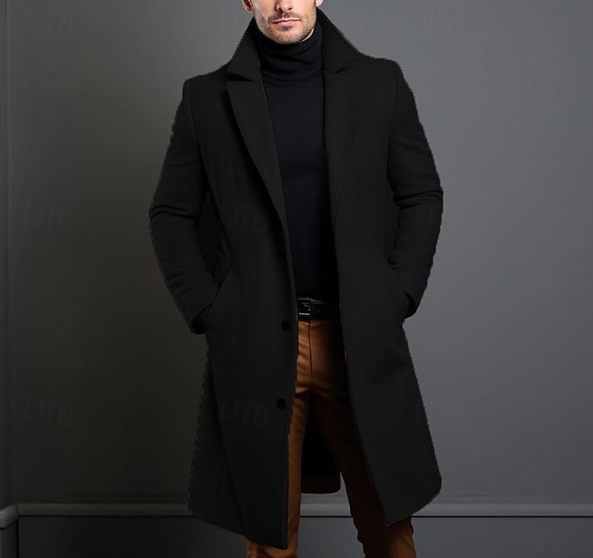 set s trenčkotem pulovr pánské 2 ks outfity zimní kabát svrchní kabát denní nošení zimní zateplené svrchní oblečení odolné proti větru oblečení oblečení módní zateplení hladké kapsy klopa jednořadé 2025 - $73.99 –P7