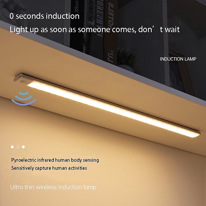 ultracienki inteligentny pasek świetlny led z czujnikiem ruchu, magnetyczny ładowalny pasek świetlny indukcyjny do szafek, samoprzylepny do szafek, szafek na wino, garderoby 2025 - $14.49 –P5