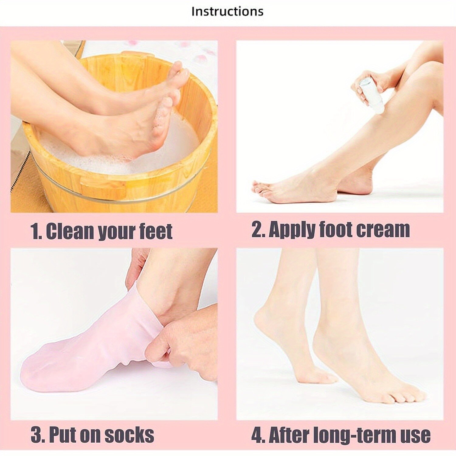 جوارب مرطبة من جل السيليكون - جوارب باديكير سبا للقدم للسيدات للأقدام الجافة والمتشققة، جوارب جل للعناية بالقدم لإصلاح القدم الجافة والكعوب المتشققة وتنعيم البشرة الخشنة 2025 - $4.99 –P5