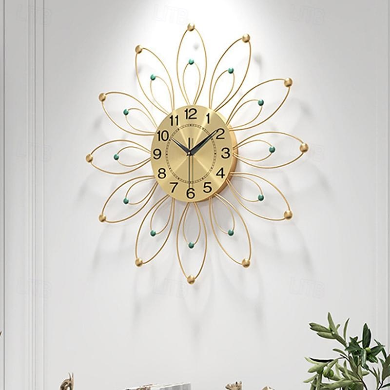 nagy falióra virágos fém dekoratív csendes nem ketyeg nagy órák modern lakberendezés nappaliba hálószoba étkező iroda 2025 - $87.99 –P6