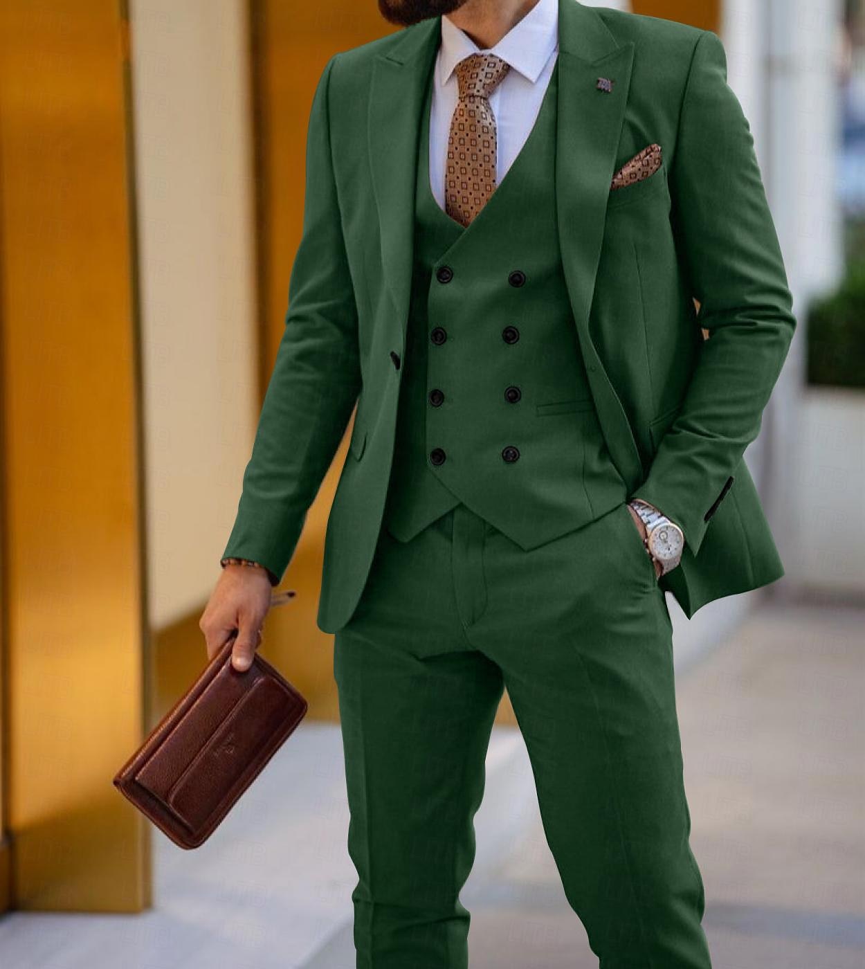 Men's Wedding Suits Black White Solid Colored Tailored Fit 3 Piece Single Breasted One-button 2025 - $140.99 –P7