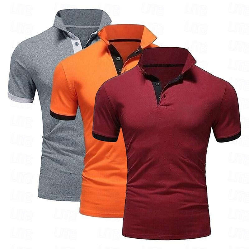 Férfi POLO trikó Golfing Hétköznapi Sport Hajtóka Rövid ujjú Divat Alap Tömör szín Kollázs 3 db Nyár Normál Szürke+Fekete+Navy Blue Kék+bor+tengerészkék Szürke+narancs+bor Bor+Fehér+Navy Blue POLO 2025 - $25.99 –P12