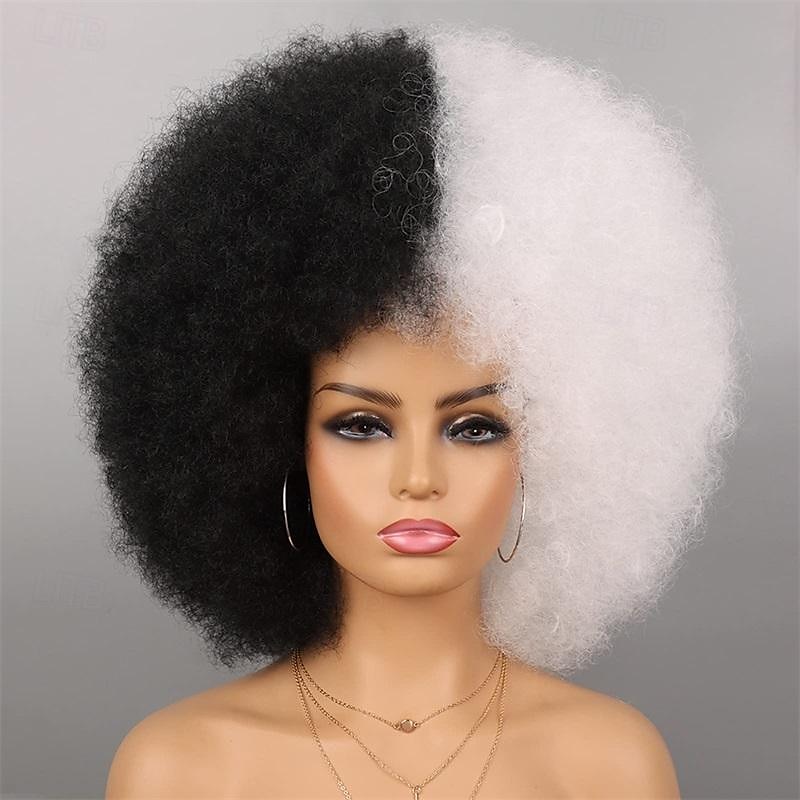 paruka afro kudrnaté paruky 70. let pro černé ženy nošení bez lepku a měkké černé afro paruky velké skákací a měkké přirozeně vypadající plné paruky pro denní party cosplay kostým halloweeen 2025 - $18.99 –P10