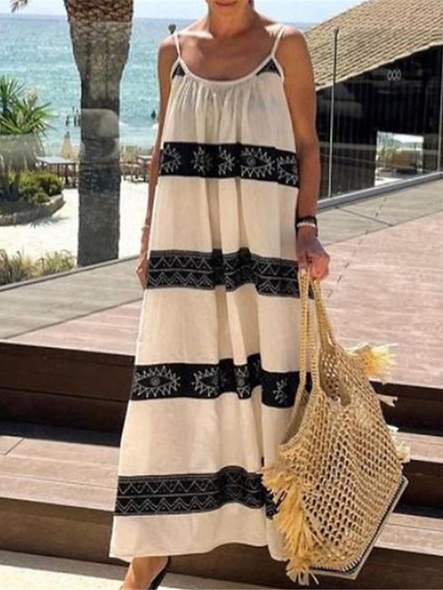 Women's Casual Dress Print Strap Long Dress Maxi Dress Bohemia Hawaiian Vacation Beach Sleeveless Summer 2024 - $29.99 –P4