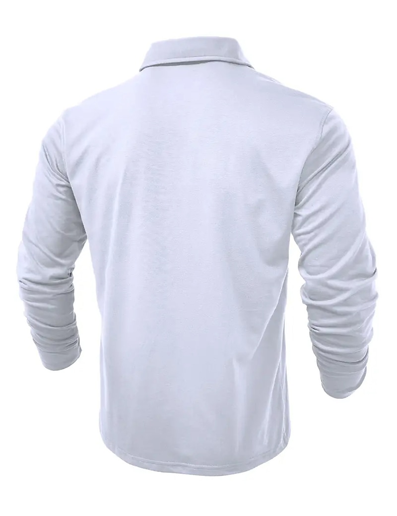 Herren Poloshirt Polos mit Knöpfen Casual Sport Kargen Langarm Modisch Basic Glatt Taste Tasche Frühling & Herbst Regular Fit Schwarz Weiß Armeegrün Rote Marineblau Dunkelgrün Poloshirt 2025 - $22.99 –P12