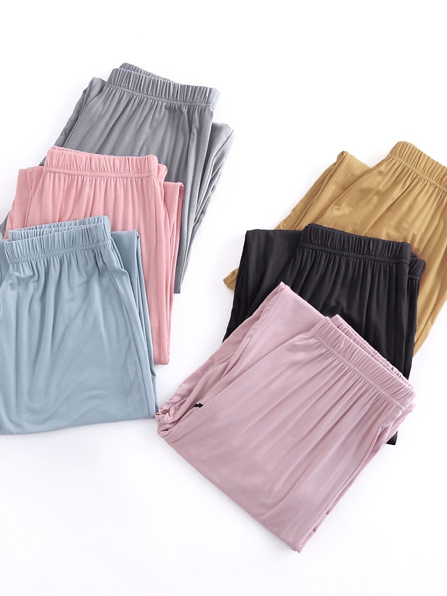 Women's Pajamas Sets Pure Color Fashion Simple Comfort Home Daily Bed Modal Breathable V Wire Short Sleeve T shirt Tee Pant Chest pads Summer Home Outfits 2025 - $29.99 –P12