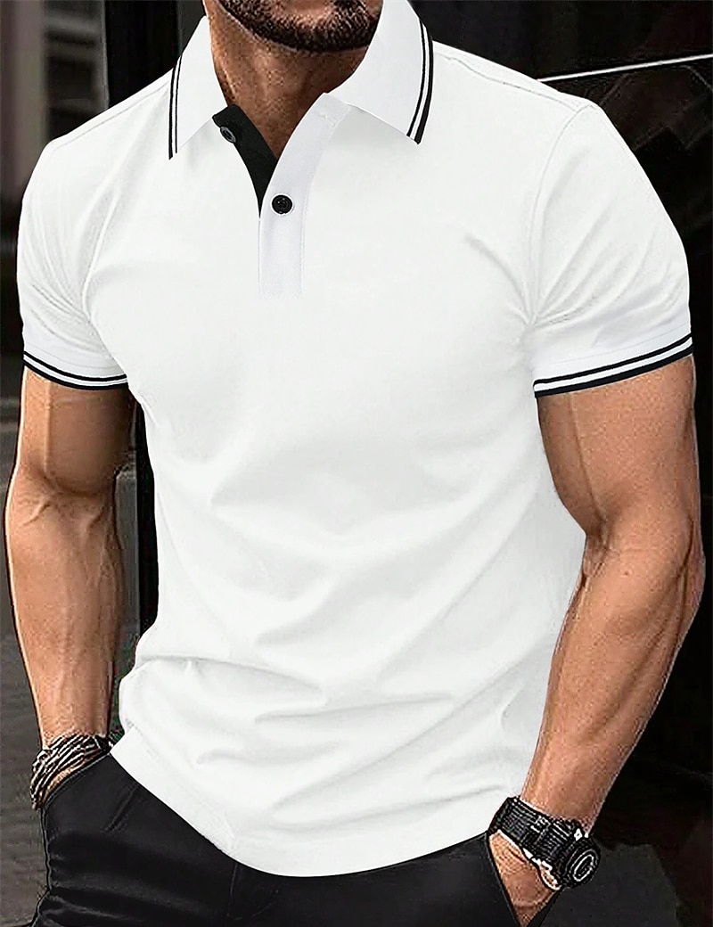 Herren Poloshirt Polos mit Knöpfen Geschäft Casual Kargen Kurzarm Modisch Basic Glatt Taste Sommer Regular Fit Weiß Gelb Rot Marinenblau Königliches Blau Blau Poloshirt 2025 - $17.99 –P14