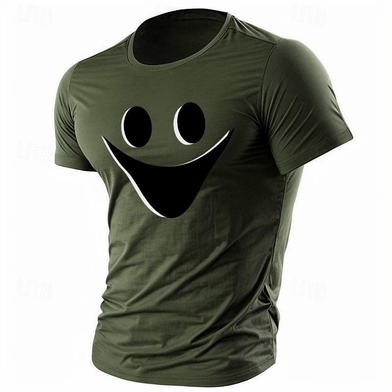 Муж. Смешной Футболка Полиэстер С короткими рукавами Графика Рубашка Армейский зеленый / Оливковый Армейский зеленый + черный Черный 1 Удобная футболка Для спорта и активного отдыха Праздники 2025 - $17.99 –P10