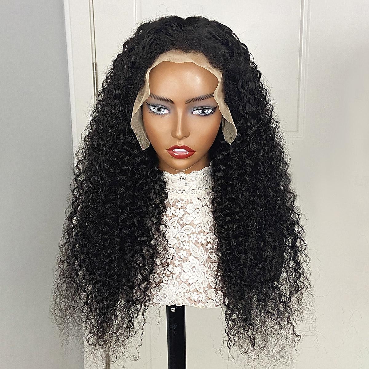 13x4 lace front pruik van echt haar, 4c-krullend golvend natuurlijk haar, 150% dichtheid met 4c babyhaar 2025 - $314.69 –P1