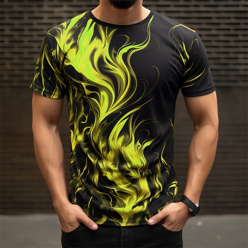 Herr Grafisk Helveteseldslågor Låga T-shirt Kortärmad T-shirt 3D-tryck Rund hals Skjorta Dagligen Designer Ledigt Utomhussport Helgdag Utekväll Rubinrött Purpur Orange Vår & sommar Kläder S M L XL 2026 - $22.99 –P8