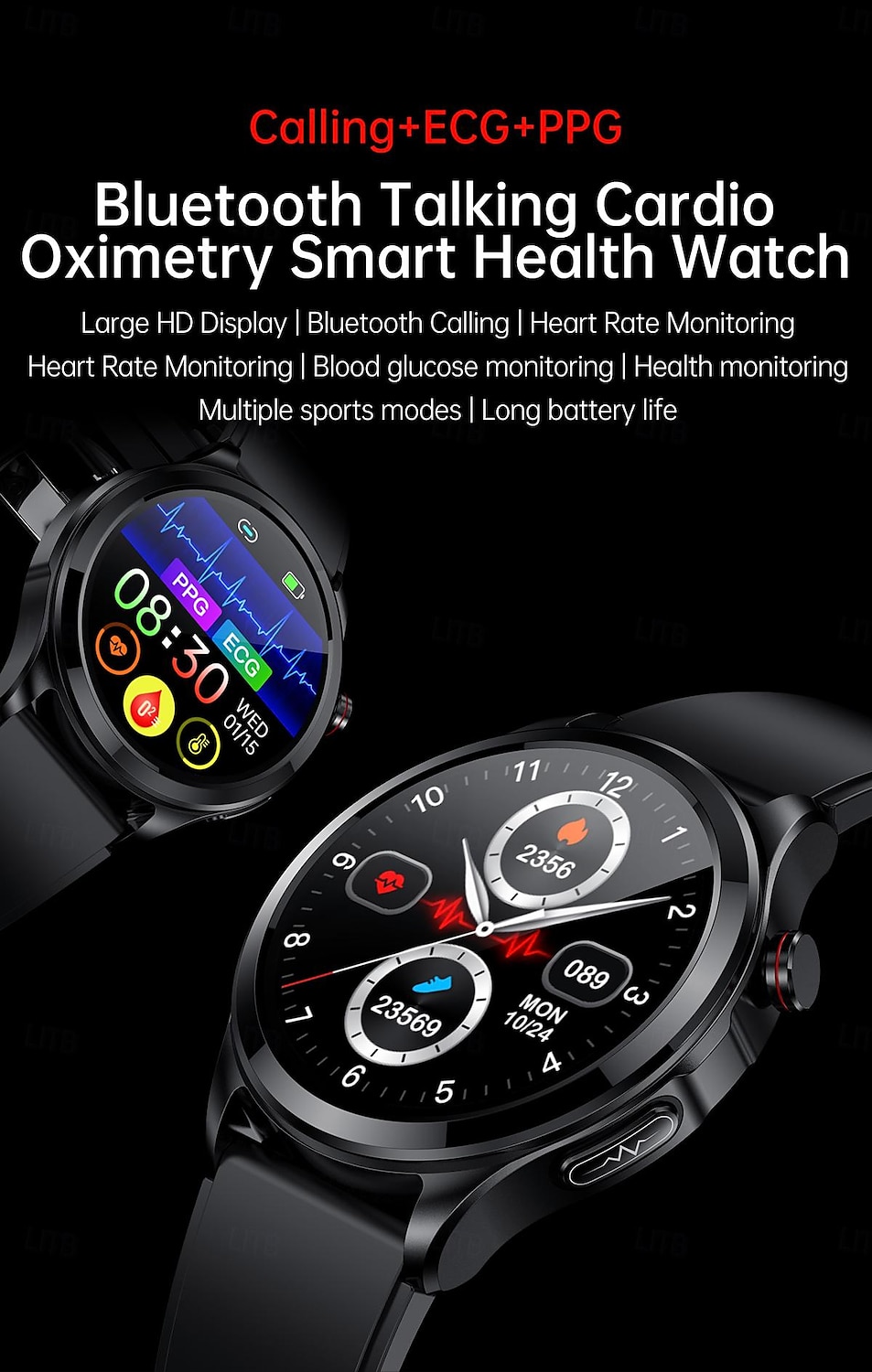 2025年 tk22 スマートスポーツウォッチ心電図 ppg 心拍数血圧モニター hd スクリーン bluetooth コール防水フィットネストラッカー腕時計  コレクション – $78.99 –P1