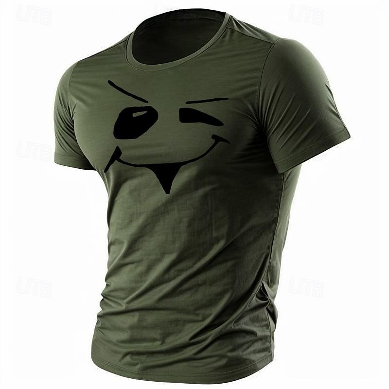 Муж. Смешной Футболка Полиэстер С короткими рукавами Графика Рубашка Армейский зеленый / Оливковый Армейский зеленый + черный Черный 1 Удобная футболка Для спорта и активного отдыха Праздники 2025 - $17.99 –P14
