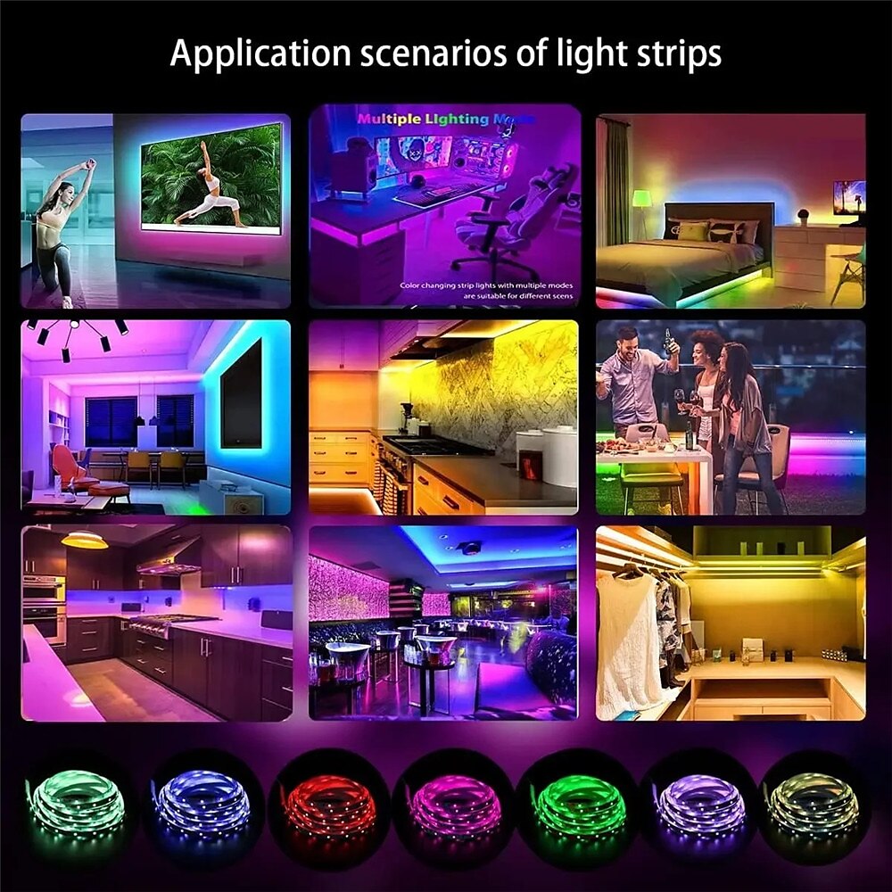 2025年 RGB LED ストリップ ライト 5V USB 5050 LED ダイオード テープ ストリップ Bluetooth 制御 LED ライト 壁 部屋用 10m LED ストリング ライト ゲーム ルーム 装飾 IP20  コレクション – $30.99 –P5