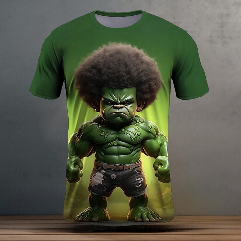 Herren Grafik Cartoon Lustig T Shirt Kurzarm T-Shirt 3D-Druck Rundhalsausschnitt Hemd Täglich Lässig Streetstyle Sport im Freien Ferien Ausgehen Schwarz Burgunderrot Himmelblau Frühling & Sommer 2026 - $19.49 –P1