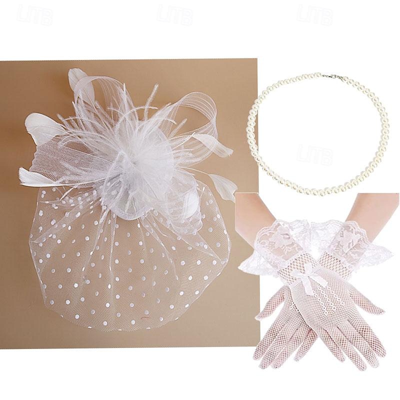 Retro Vintage 1950s 1920s Headpiece Party Costume Fascinator Hat Women's Masquerade Vacation Event / Party Date Adults' Gloves Necklace Hat All Seasons 2025 - $17.99 –P2