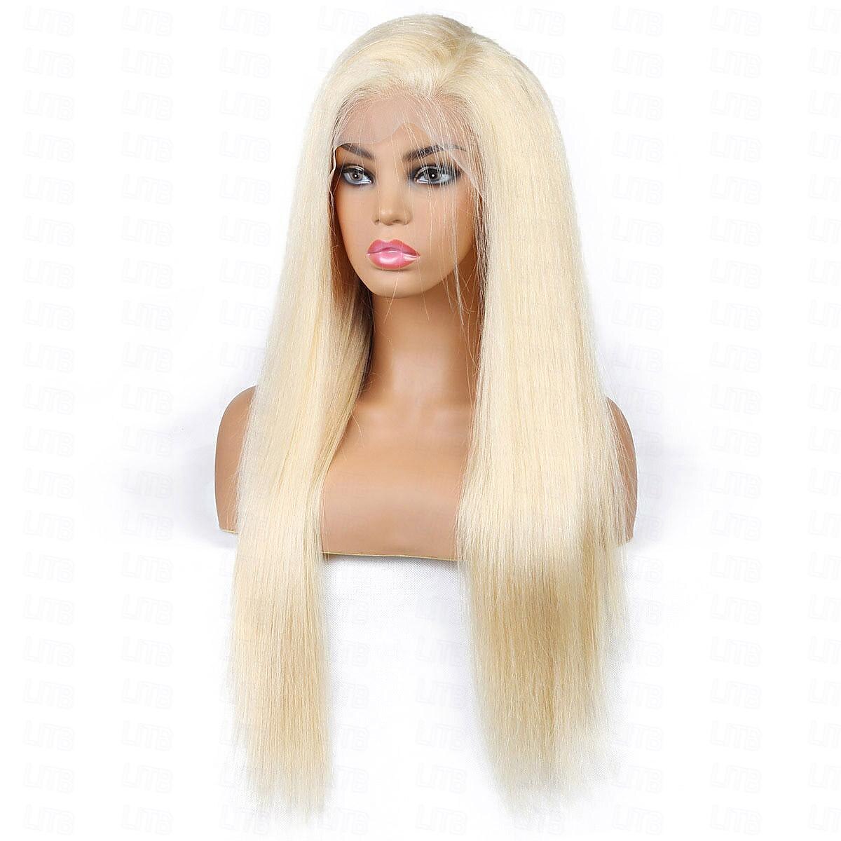 Peluca frontal de encaje transparente de 13x4, 613 #, pelucas frontales de encaje liso rubio, cabello humano con cabello de bebé 2025 - $120.99 –P3