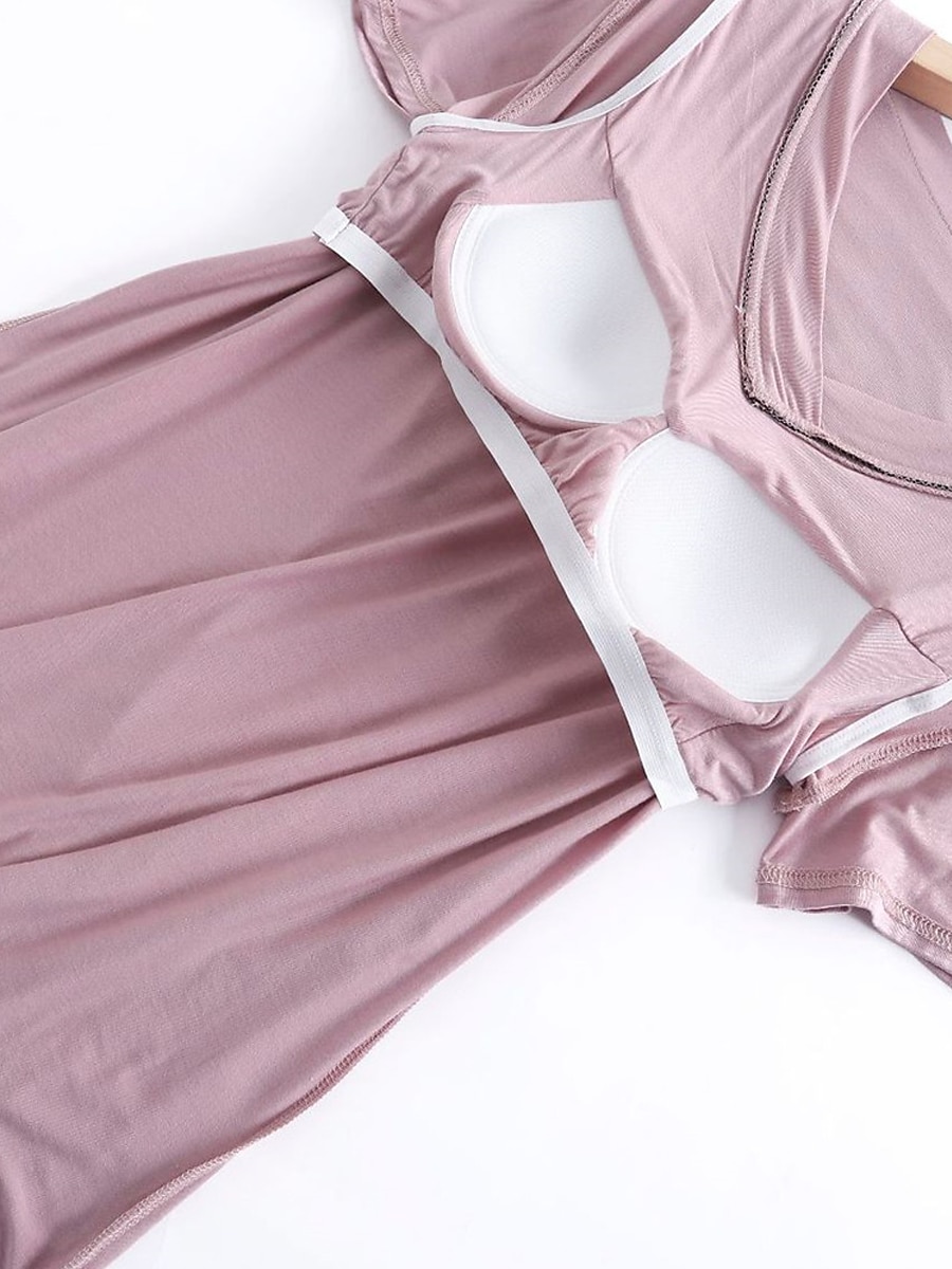 Women's Pajamas Sets Pure Color Fashion Simple Comfort Home Daily Bed Modal Breathable V Wire Short Sleeve T shirt Tee Pant Chest pads Summer Home Outfits 2025 - $29.99 –P16