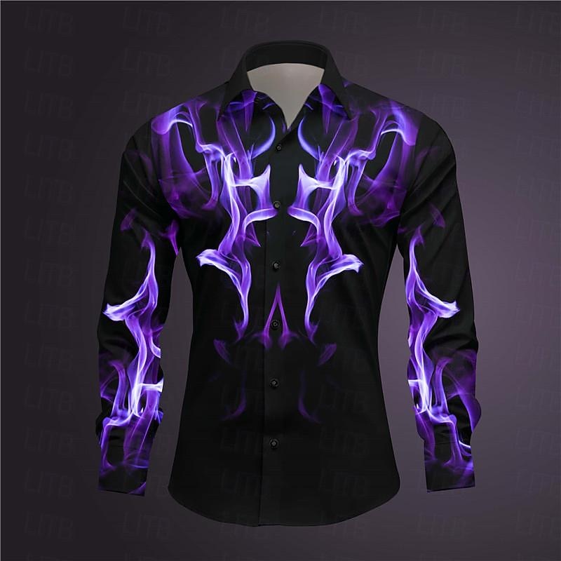 Miesten Geometrinen printti antaa potkut Paita Button Up paita Pitkähihainen Abstrakti Subkulttuuri Arki-asut Bile Kevät Sänkyjen avaus Painettu Painike alas Tumman punainen Keltainen Punastuvan 2025 - $26.99 –P2