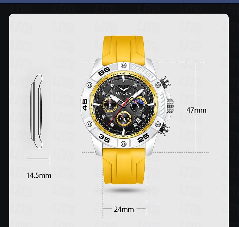 ONOLA Men Quartz Watch Sports Fashion Casual Wristwatch Luminous Calendar Waterproof Decoration Silicone Watch 2025 - $38.99 –P6