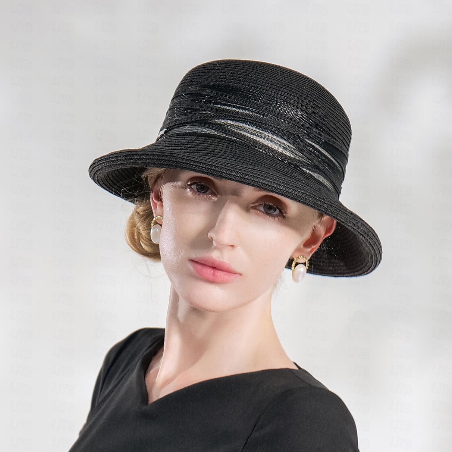 Palarie Fibră Clop Floppy Paie Căciulă Nuntă Casual Elegant Nuntă Cu Despicare Tul Diadema Articole Pentru Cap 2025 - $27.99 –P2