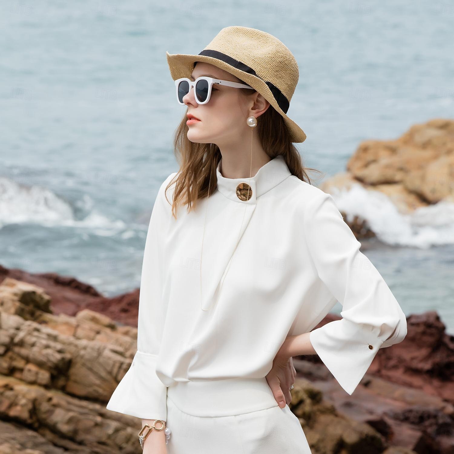 Chapeaux Fibre naturelle Paille Chapeau de seau Chapeau de Paille Chapeau de soleil Mariage Casual simple Classique Avec Ruban Casque Couvre-chef de 2025 ? $30.99 –P5